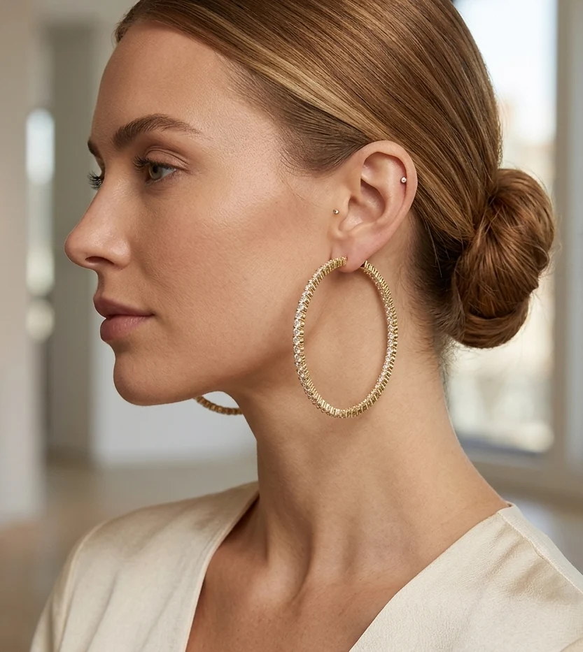 Big Daddy Large Hoop Iced Out Diamond Earring