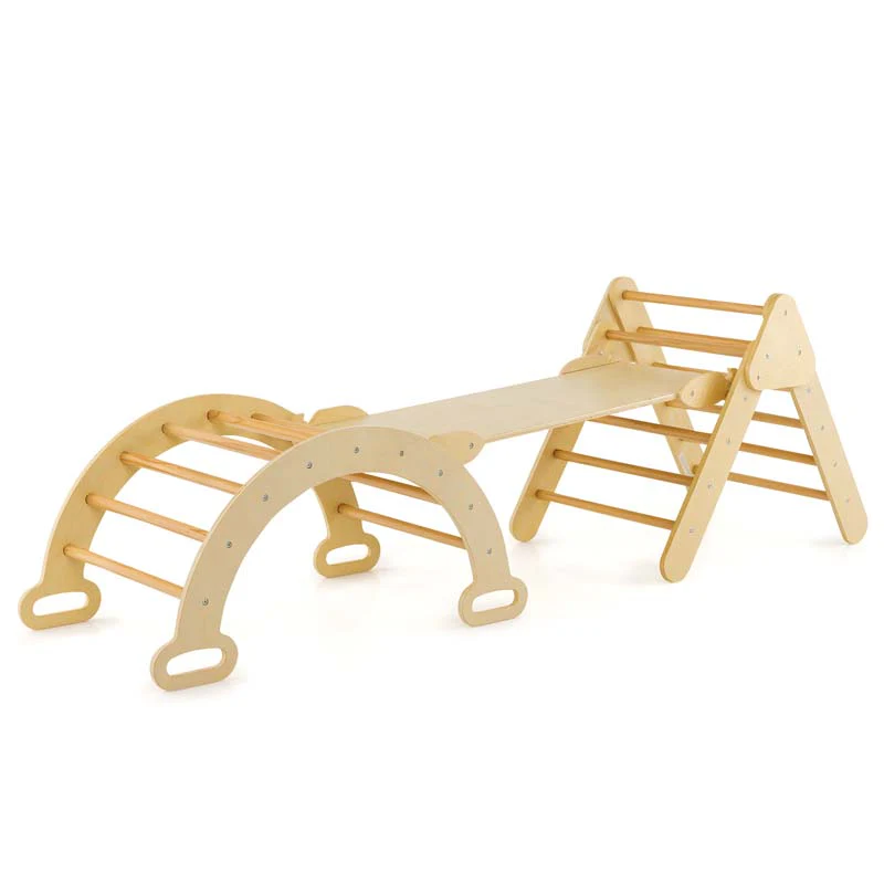 5 In 1 Montessori Wooden Climbing Toys For Toddlers Arch Climber Ladder With Sliding Ramp Kids Triangle Climber Play Gym Set - High Quality Set For Everyday Use