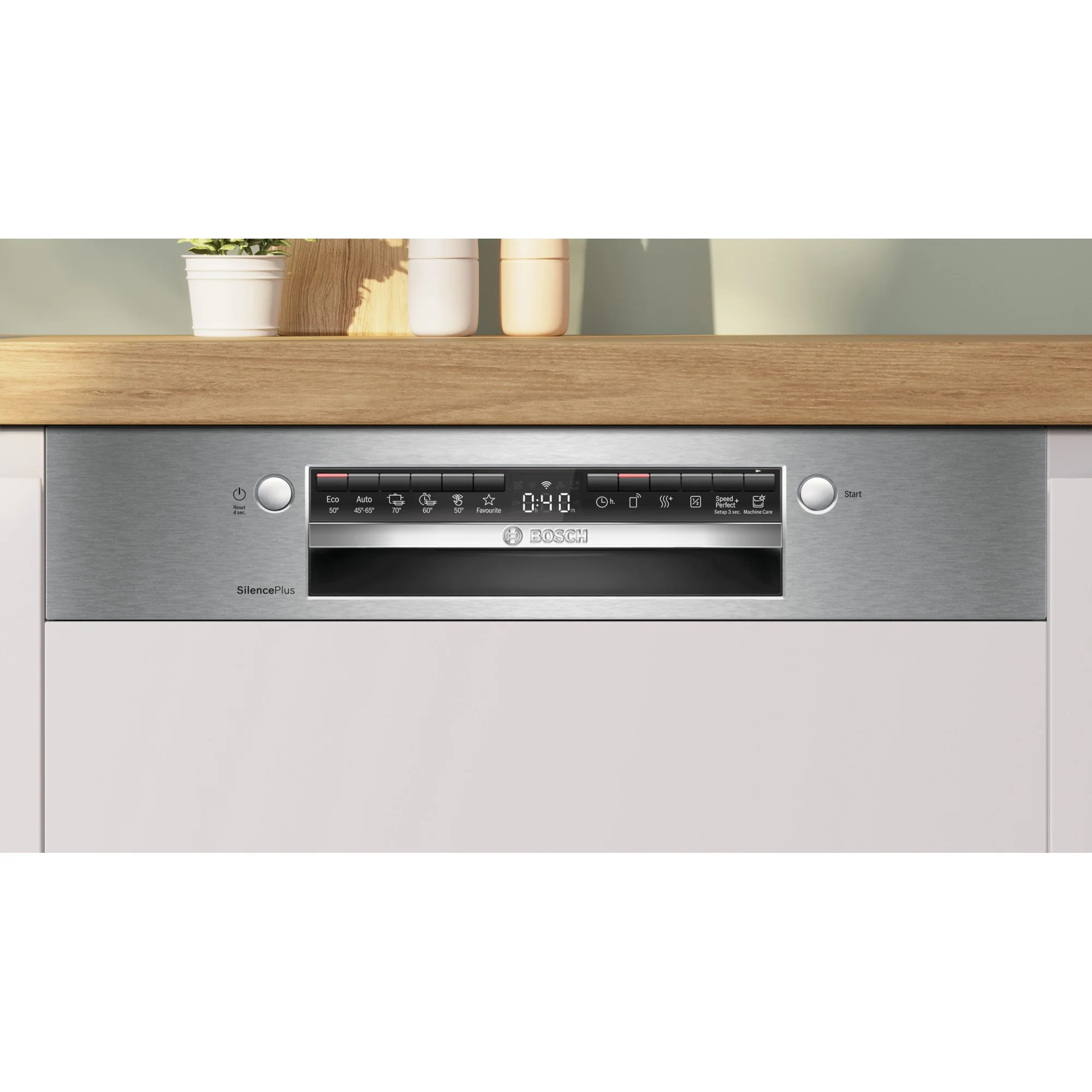 BOSCH Geschirrspüler Serie 4, Teilintegrierter Geschirrspüler, 60 cm, Edelstahl, XXL
