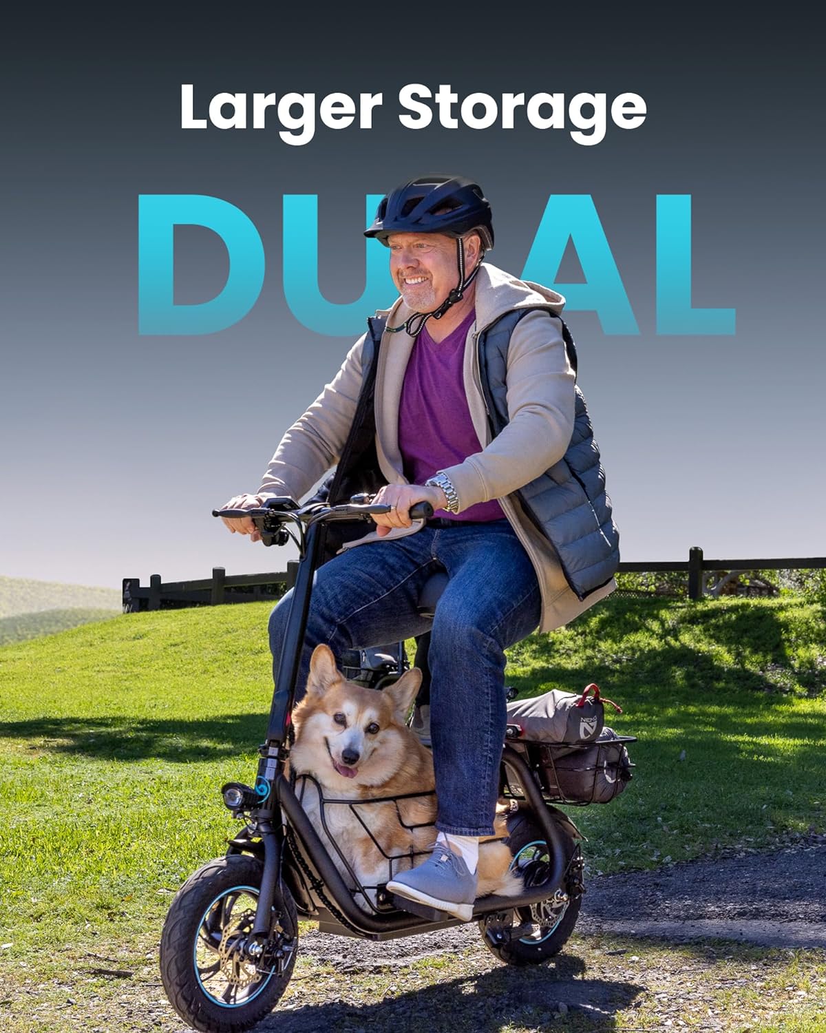Electric Scooter with Large Basket, 550W Motor