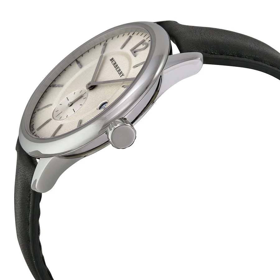Burberry Classic Round Beige Dial Black Leather Men's Watch BU10000