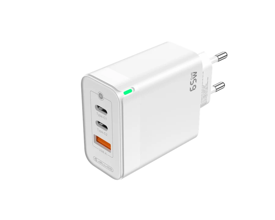 65W USB-C Schnellladegerät PD mit 3-Ports Kompaktes Netzteil Universal mit Kabel