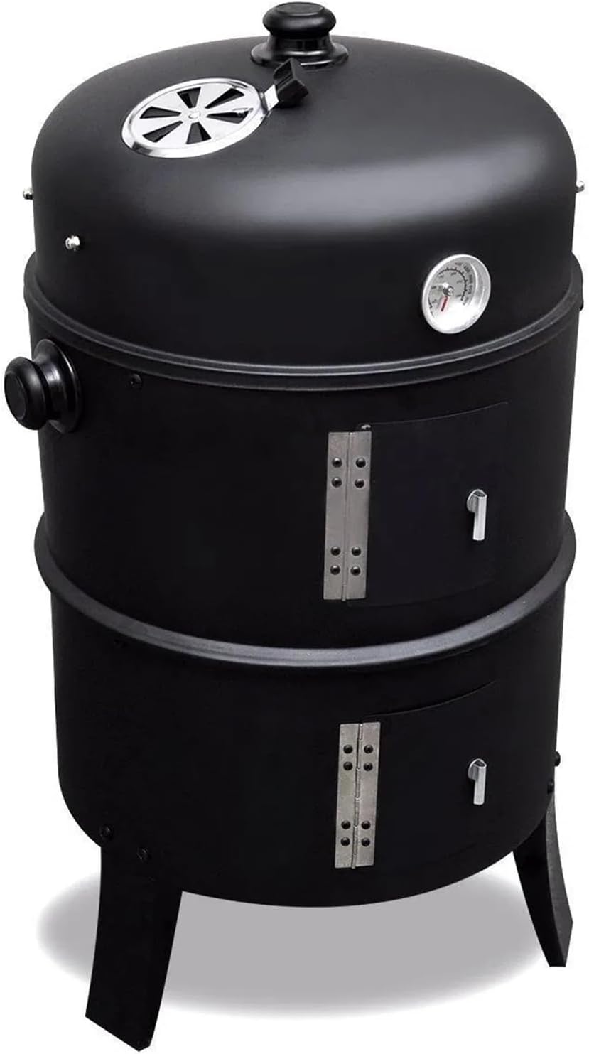 ITA Rökugn 3-i-1 Multifunktion - Grill, Rökning, Garn - Modulär Kolgrill Rökugn med Termometer och Justerbar Lufttillförsel till Lock - Grill Tone Rökugn