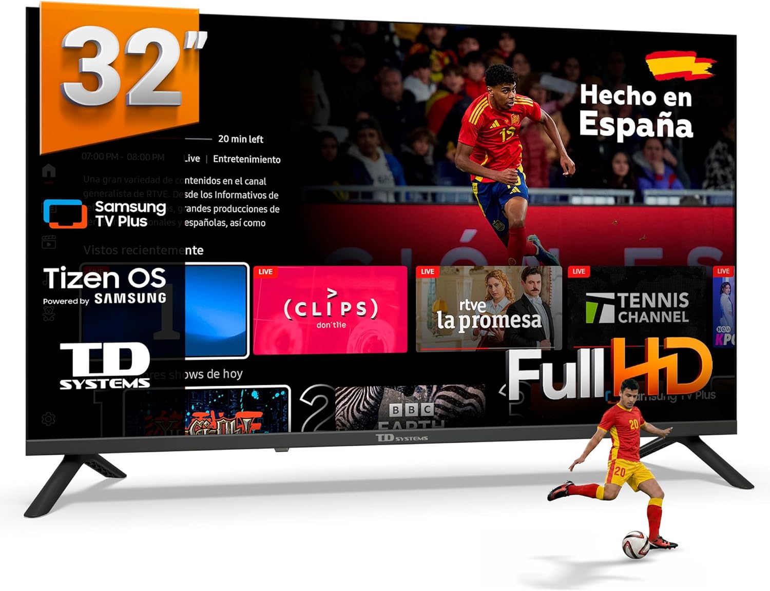 TD Systems - Smart TV 32 Pulgadas Full HD con Tizen OS 8.0 Powered by Samsung, sintonizador Triple de televisión (DVB-T2/C/S2). Televisores del 2026 - PRIME32FC22TIZEN