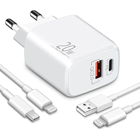 Schnellladegerät USB-C + USB-A Dual Netzteil Universal mit Kabel
