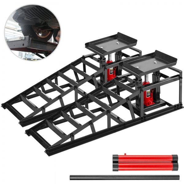 Hydraulic Car Rampshydraulic Vertical Ramps 5t/11000lb Low Profile 1-pair Black