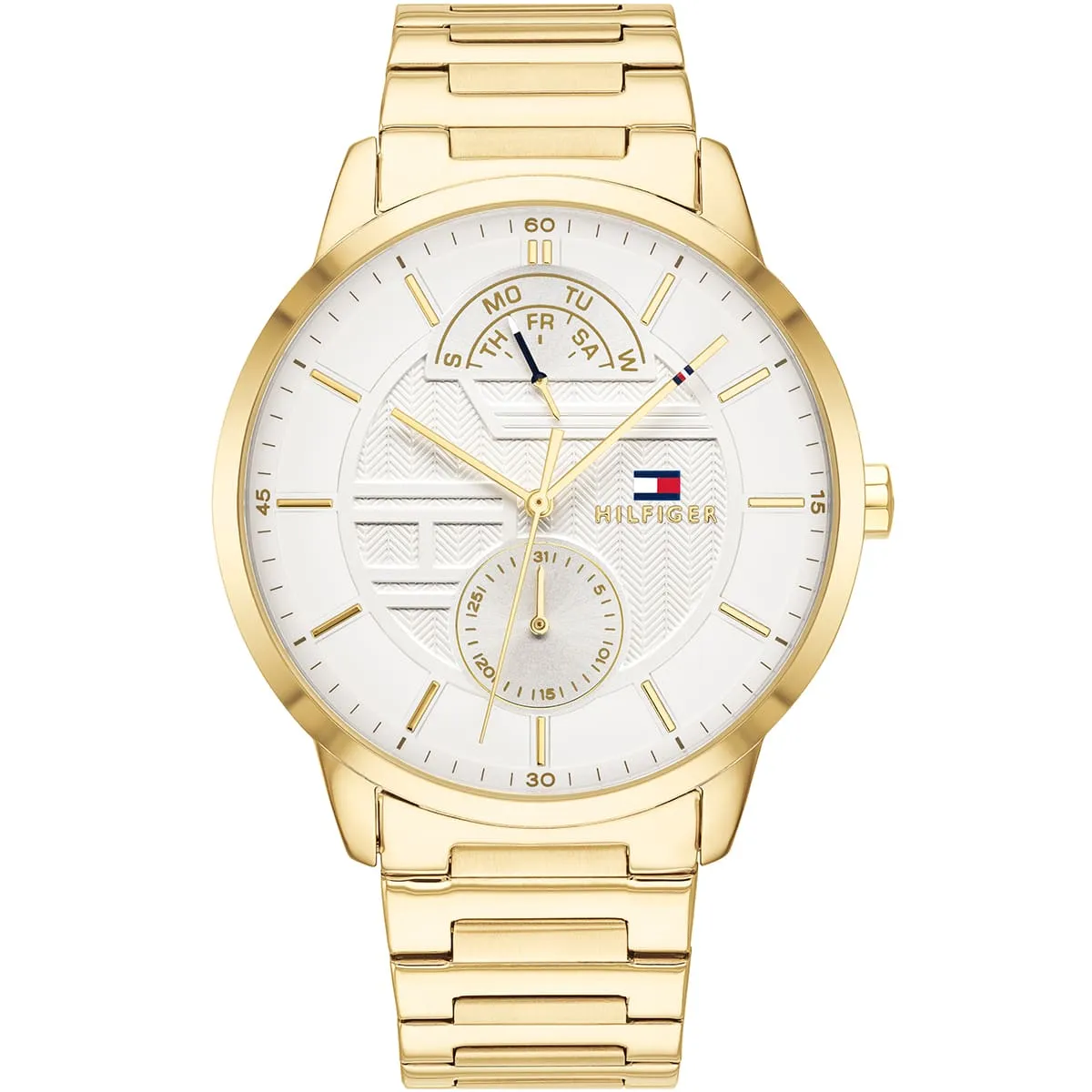 Tommy Hilfiger Hunter Multi function White Dial Gold Men's Watch - 1791609