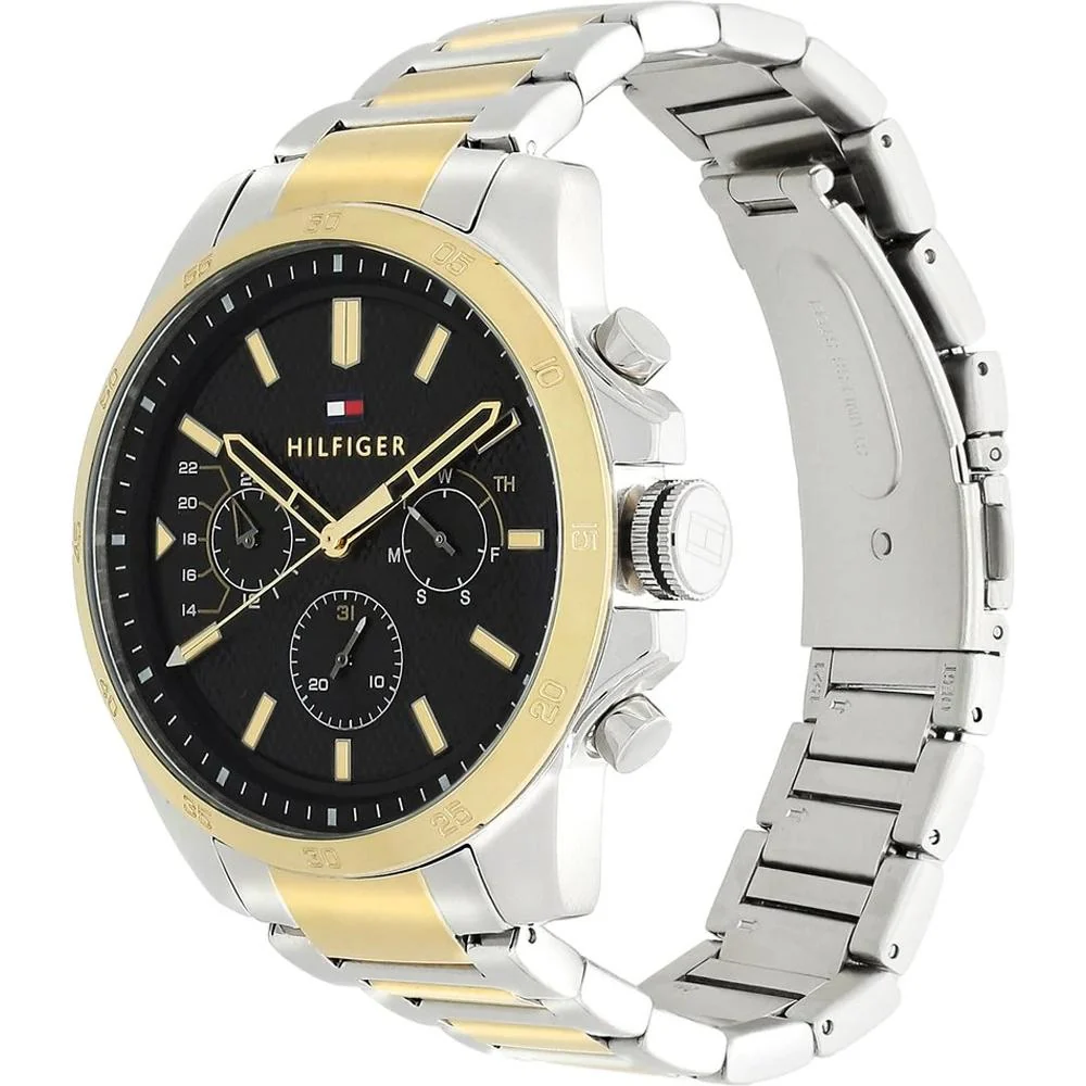 Tommy Hilfiger Decker Black Dial Tow Tone Chrono Men's Watch 1791559