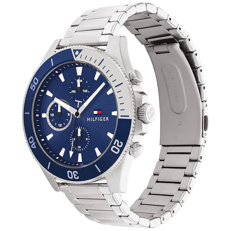 Tommy Hilfiger Larson Chronograph Blue Dial Silver Steel Strap Men's Watch - 1791917