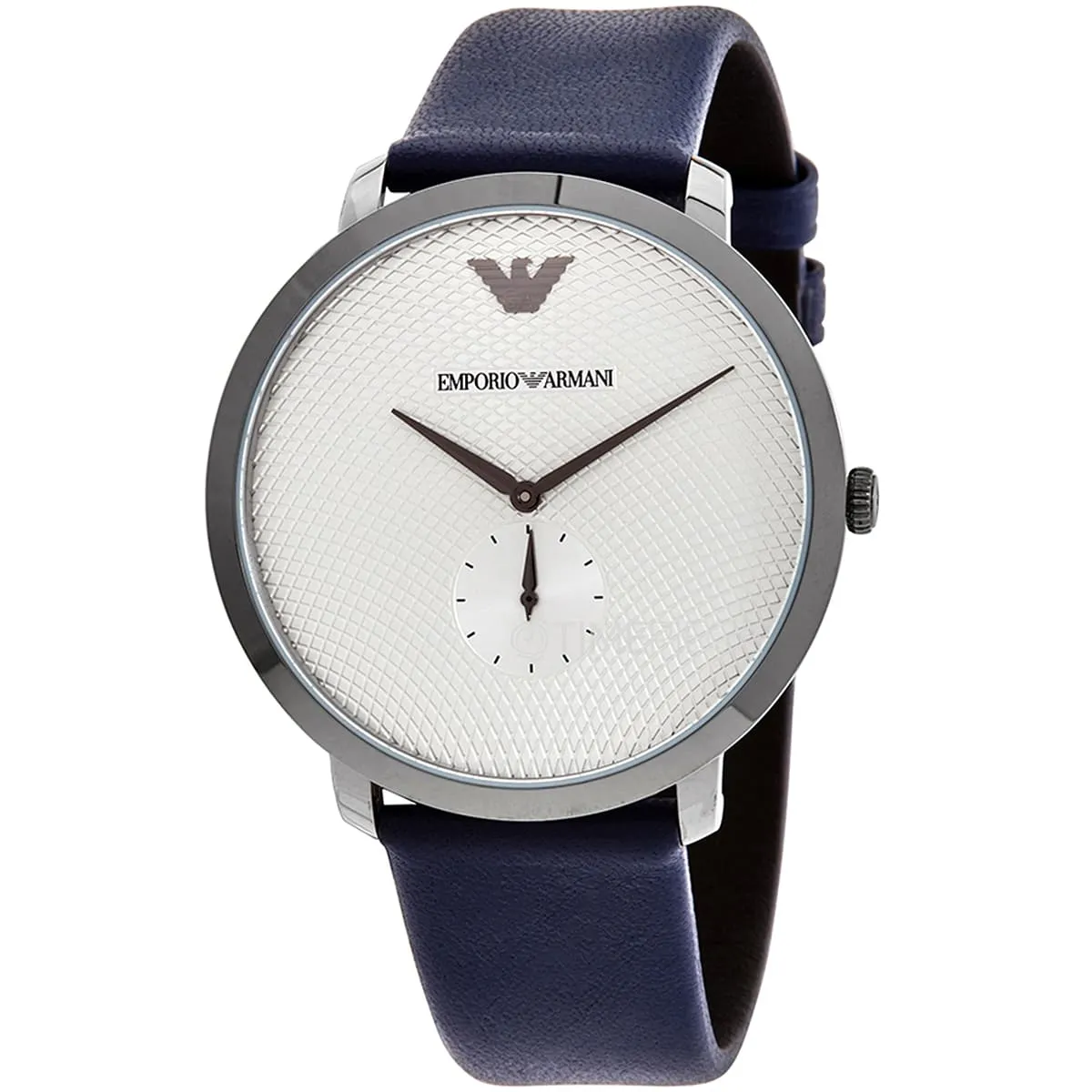 Emporio Armani Modern Slim Analog Silver Dial Blue Leather Strap Watch - AR11214