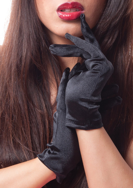 Black Dress Gloves Short Adult Wrist Length 9�� Standard 1210D