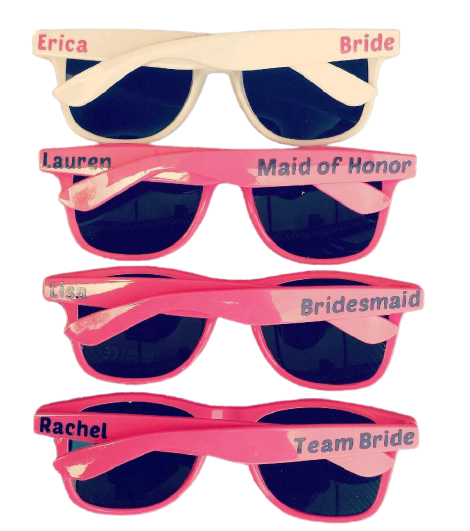 Custom Vintage 80 Style Sunglasses - for Weddings, Bachelorette, Theme Parties (Fonts in Picture Gallery)