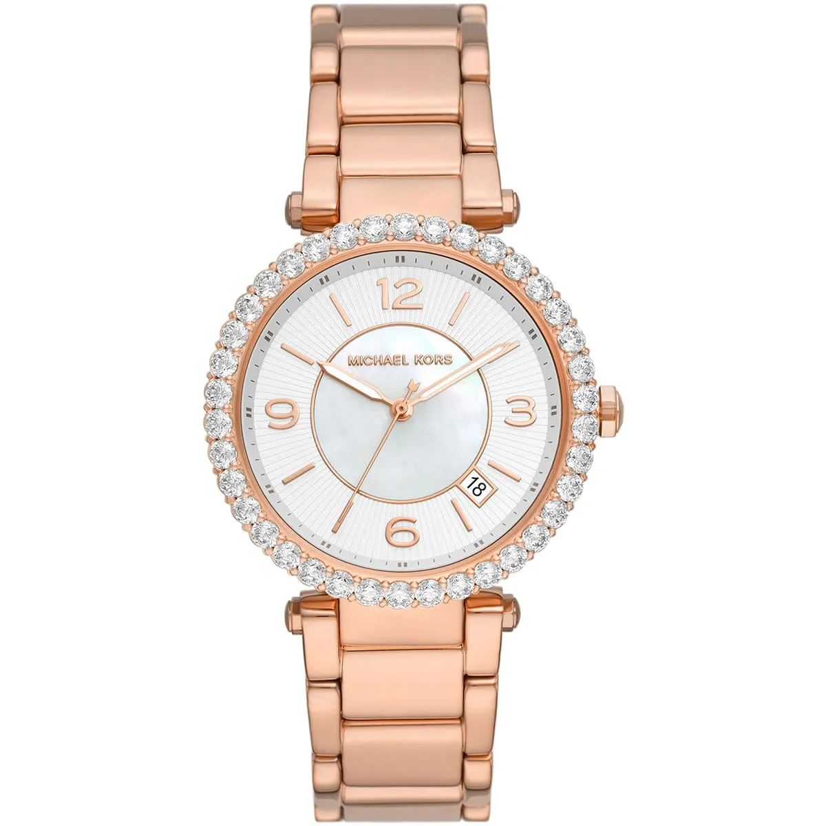 Michael Kors Parker Three-Hand White MOP Dial Rose Gold Women's Watch - MK4695