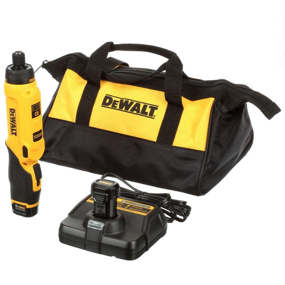 8V MAX Cordless Gyroscopic Screwdriver with Adjustable Handle, (2) 1.0Ah Batteries, Charger, and Bag DCF680N2
