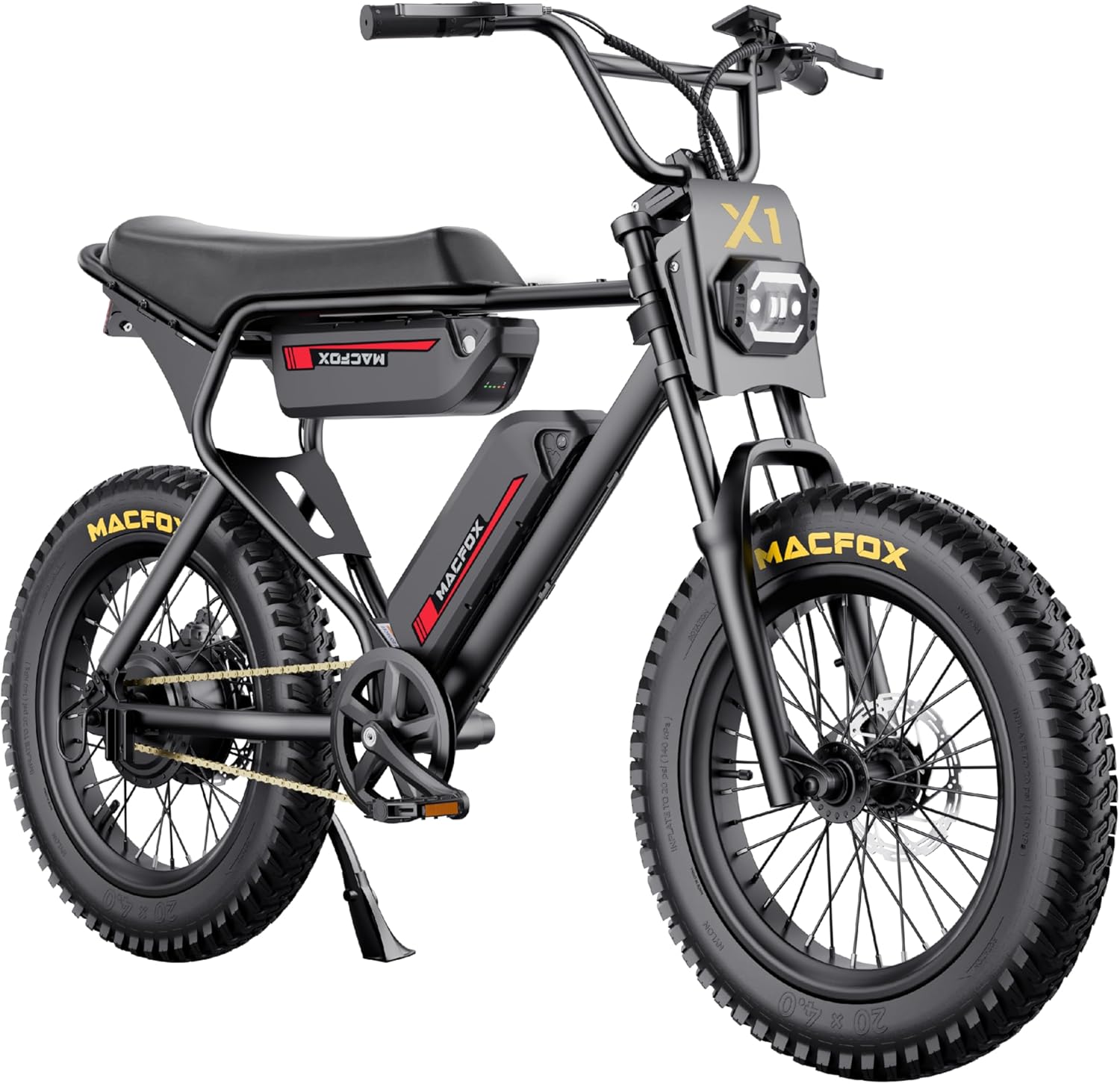 MACFOX Electric Bike for Adults Wheelies with 750W/500W Motor and 48V Ebike Battery, 20 Fat Tire Electric Dirtbike with Dual Disc Brakes and Shock Absorbers for Mountains, Road (US Warehouse)