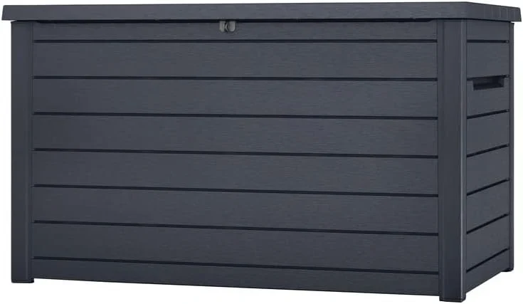 Keter Caja de cojín XXL Ontario, Grafito, 870 l de Capacidad, Dimensiones Exteriores: 147 x 83 x 86 cm, Caja de Almacenamiento Impermeable, para Exteriores