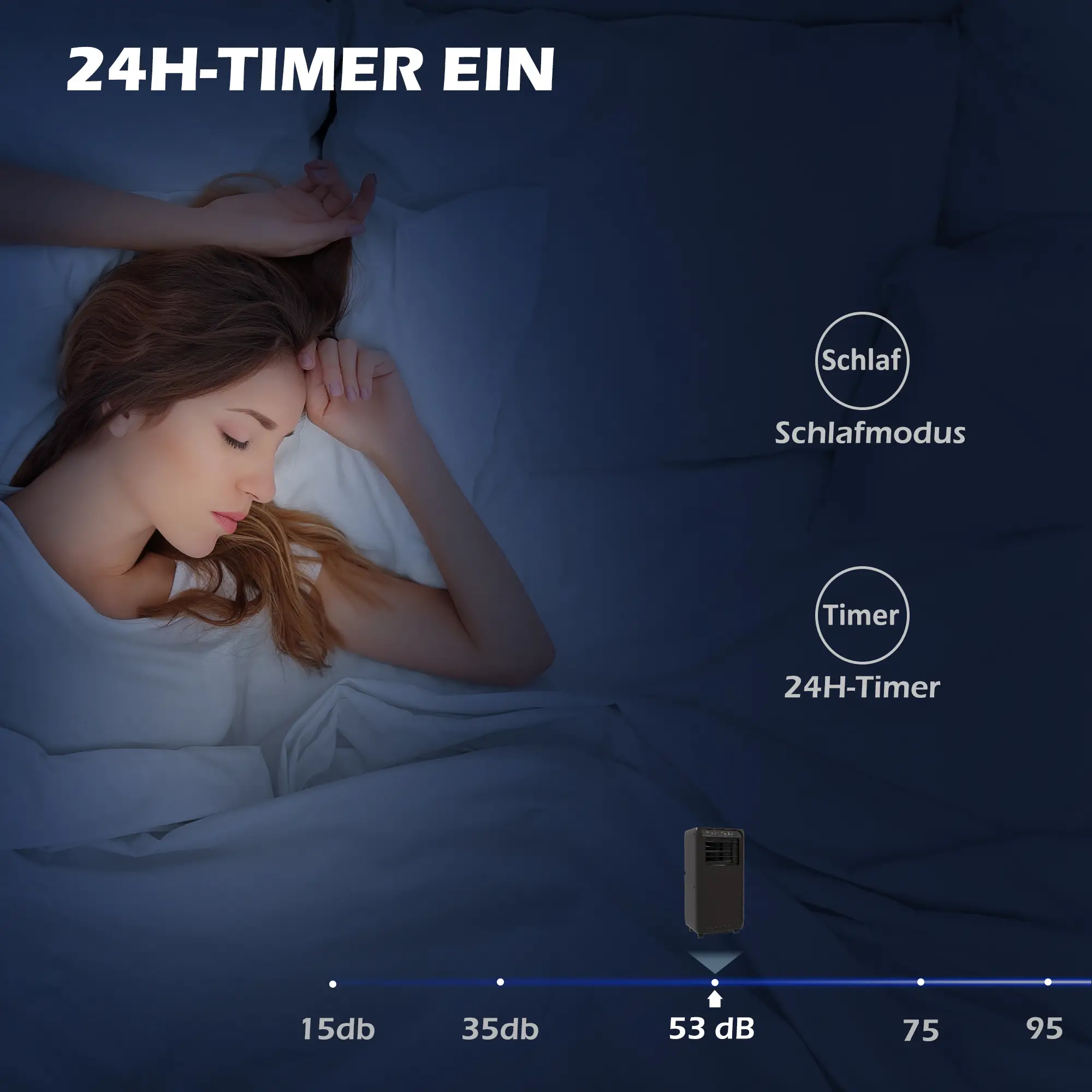 HOMCOM mobile Klimaanlage 3in1 9000BTU Timer Fernbedienung