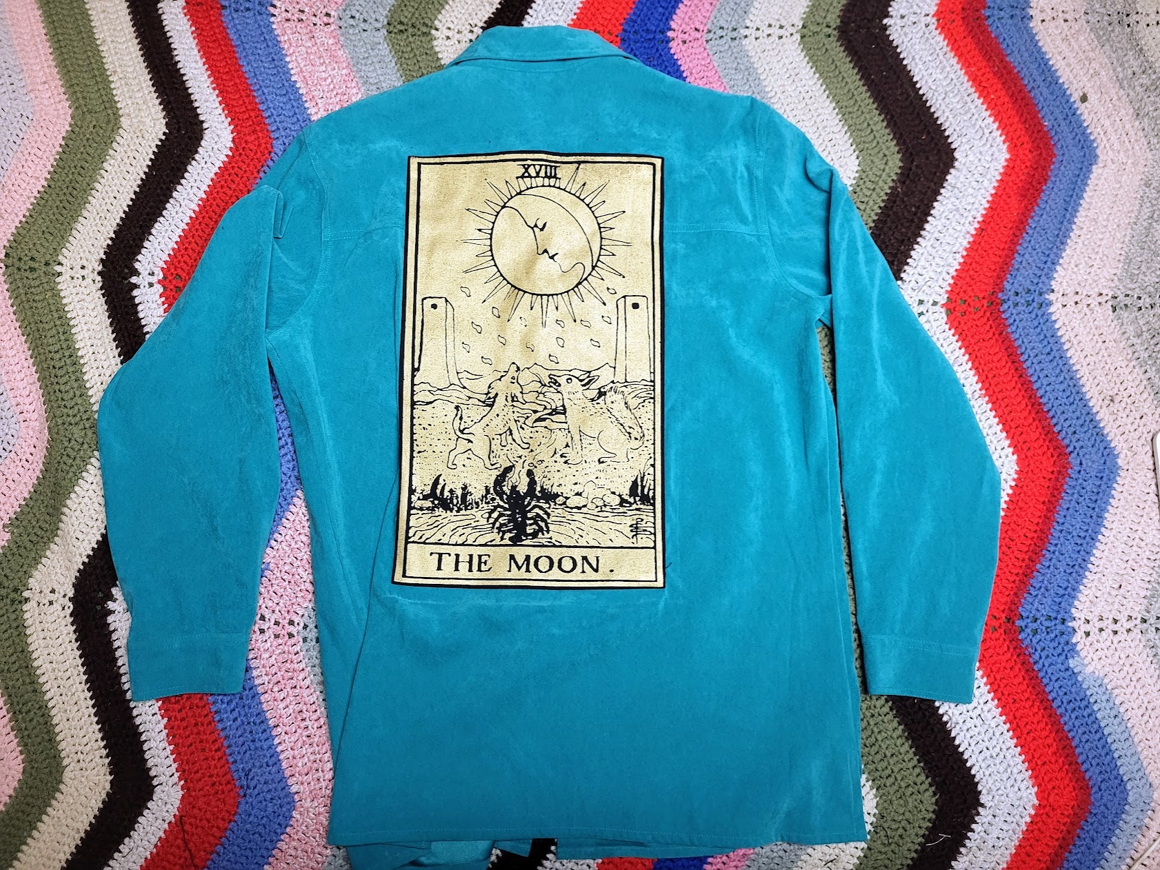 Fake Suede Metallic Moon Dress Shirt