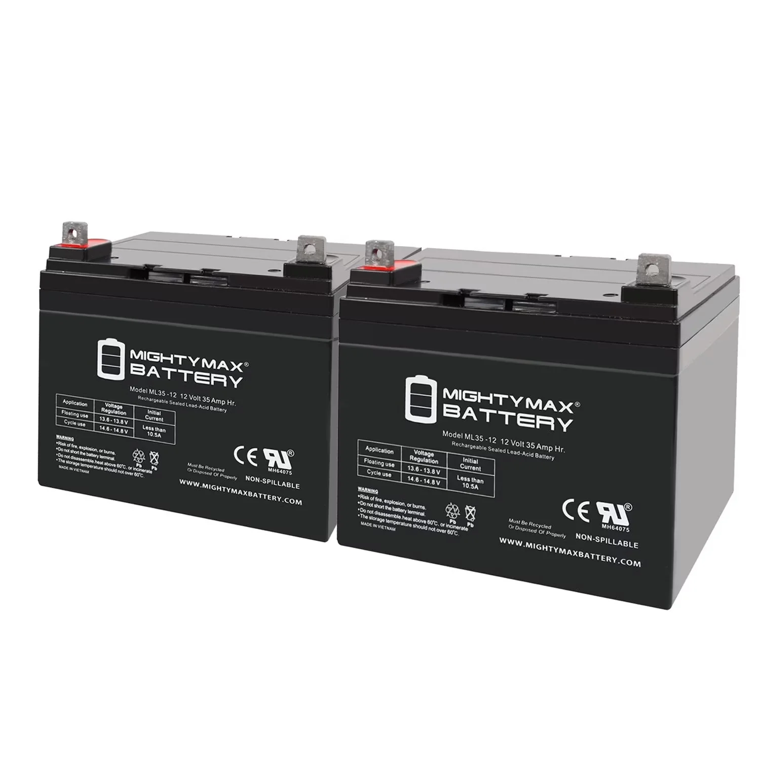 12V 35Ah Wheelchair Battery for Pride Mobility Jazzy 1103 - 2 Pack