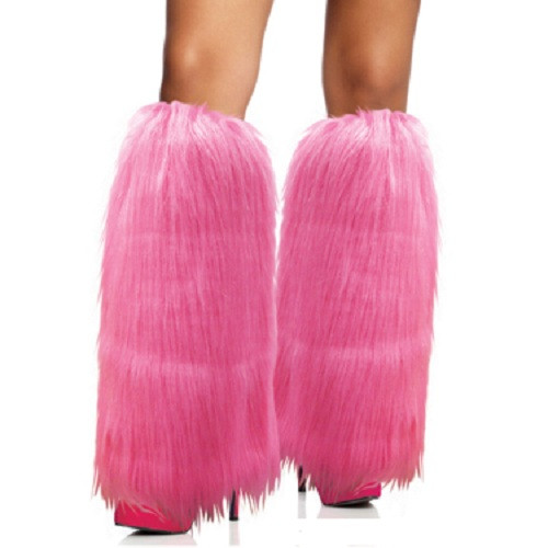 Furry Leg Warmers Neon Pink 6755