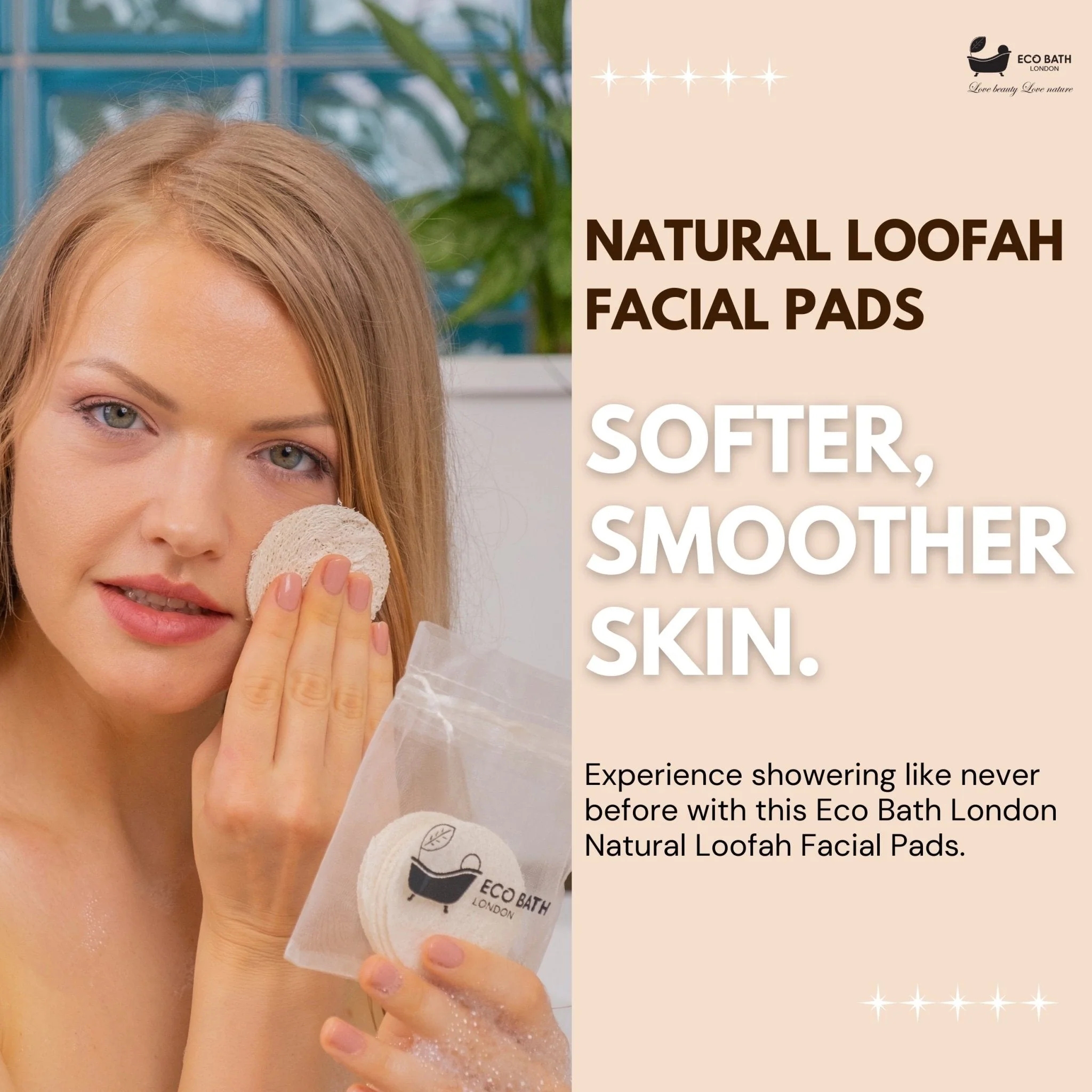 Eco Bath London Natural Loofah Face Exfoliating Scrubber Pads - 6 Count (1 Pack)