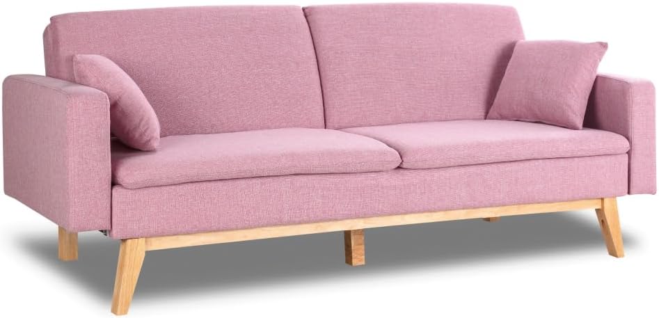 Don Descanso, Sofá Cama 3 plazas Reine, Tapizado en Tela, Sistema Apertura de Libro o Clic-clac, Medida sofá: 201x73x79 cm, Medida Cama: 201x99x42 cm, Incluye 2 Cojines, Gris Marengo