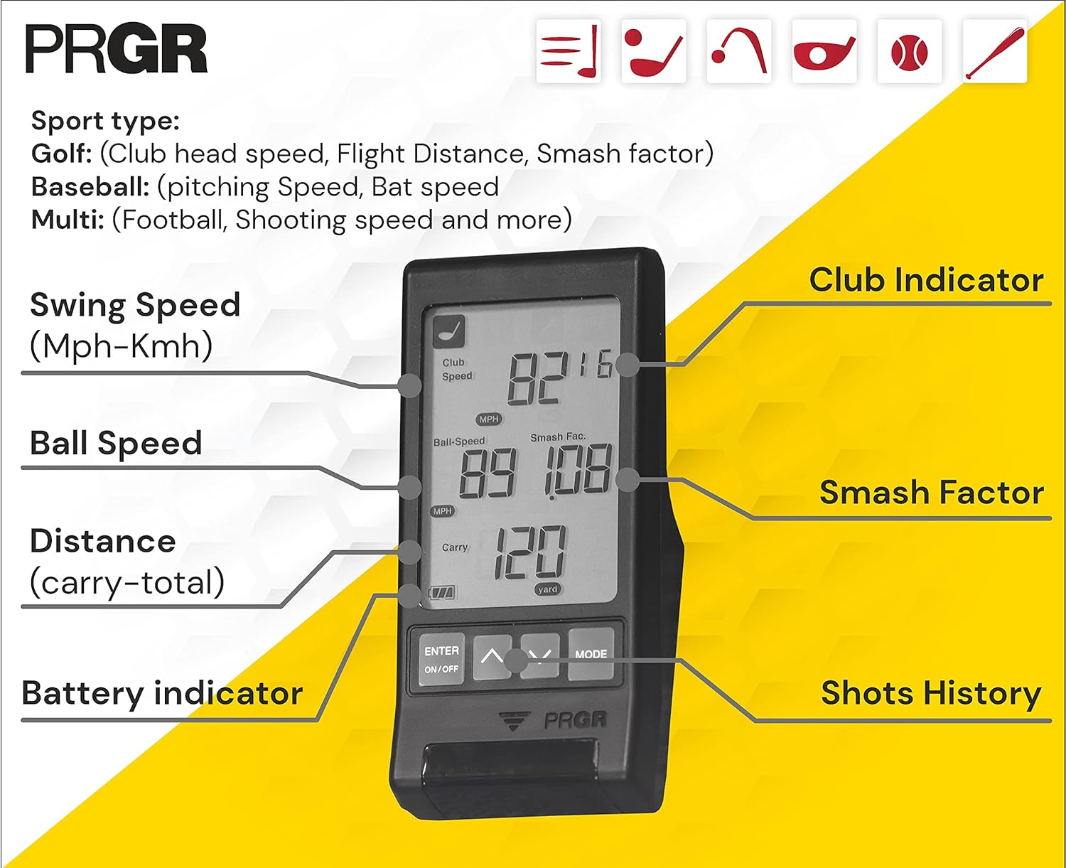 Black Pocket Launch Monitor HS-130A (New 2021 Model)