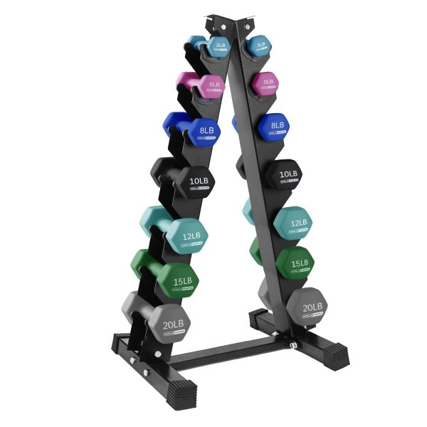 146 Pound Neoprene Dumbbell Full Body Weight Set with Storage Rack