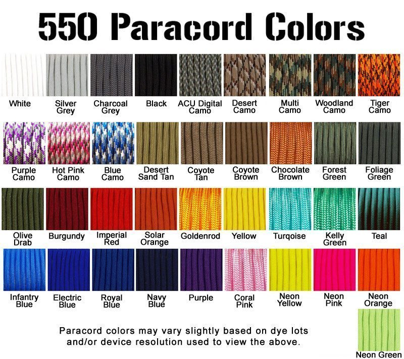 550 Paracord Type III MIL-C-5040 Paracord Many Colors 25 Feet - 302400