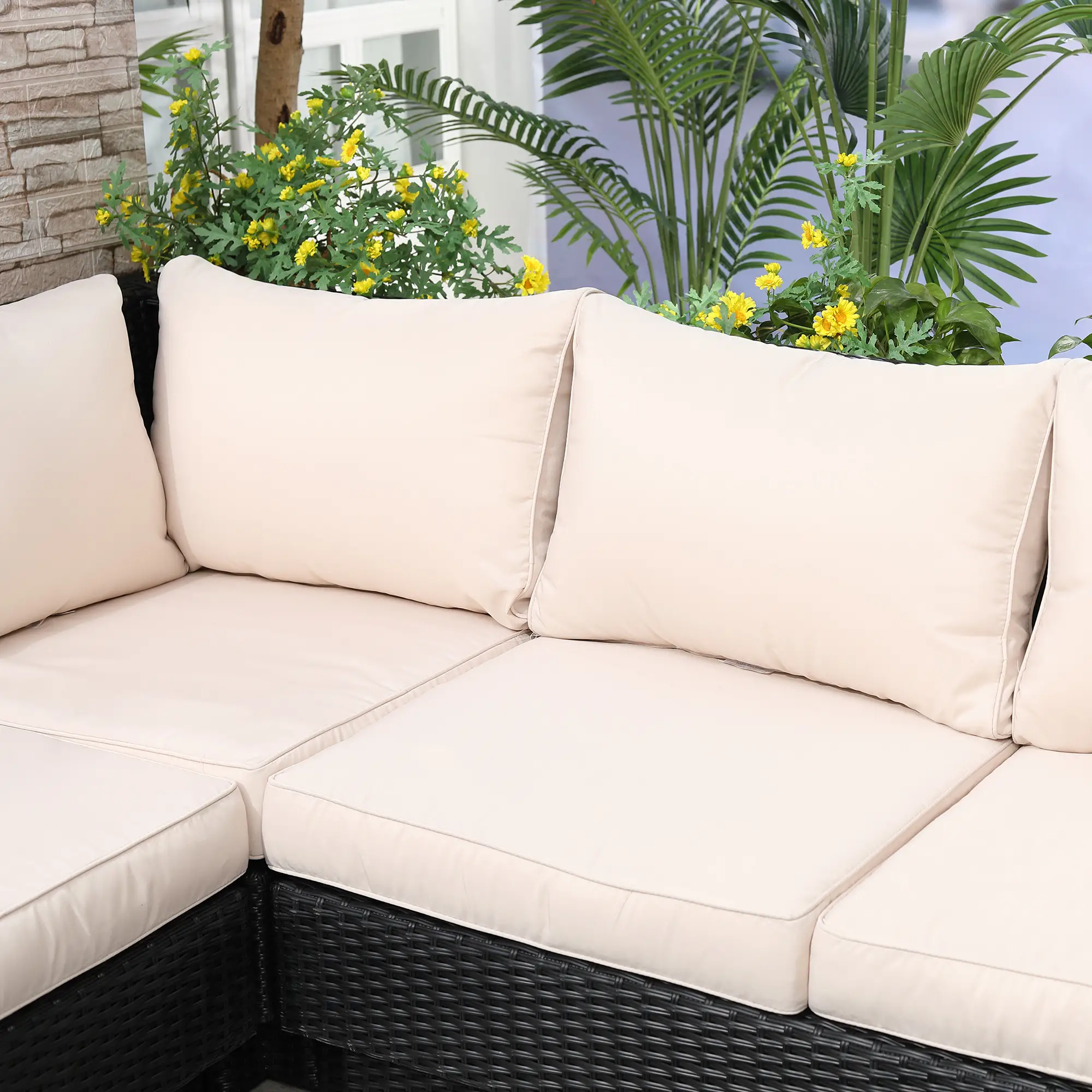 Outsunny Gartenmöbelset 4-teilig wetterfest mit Ablage Polyrattan