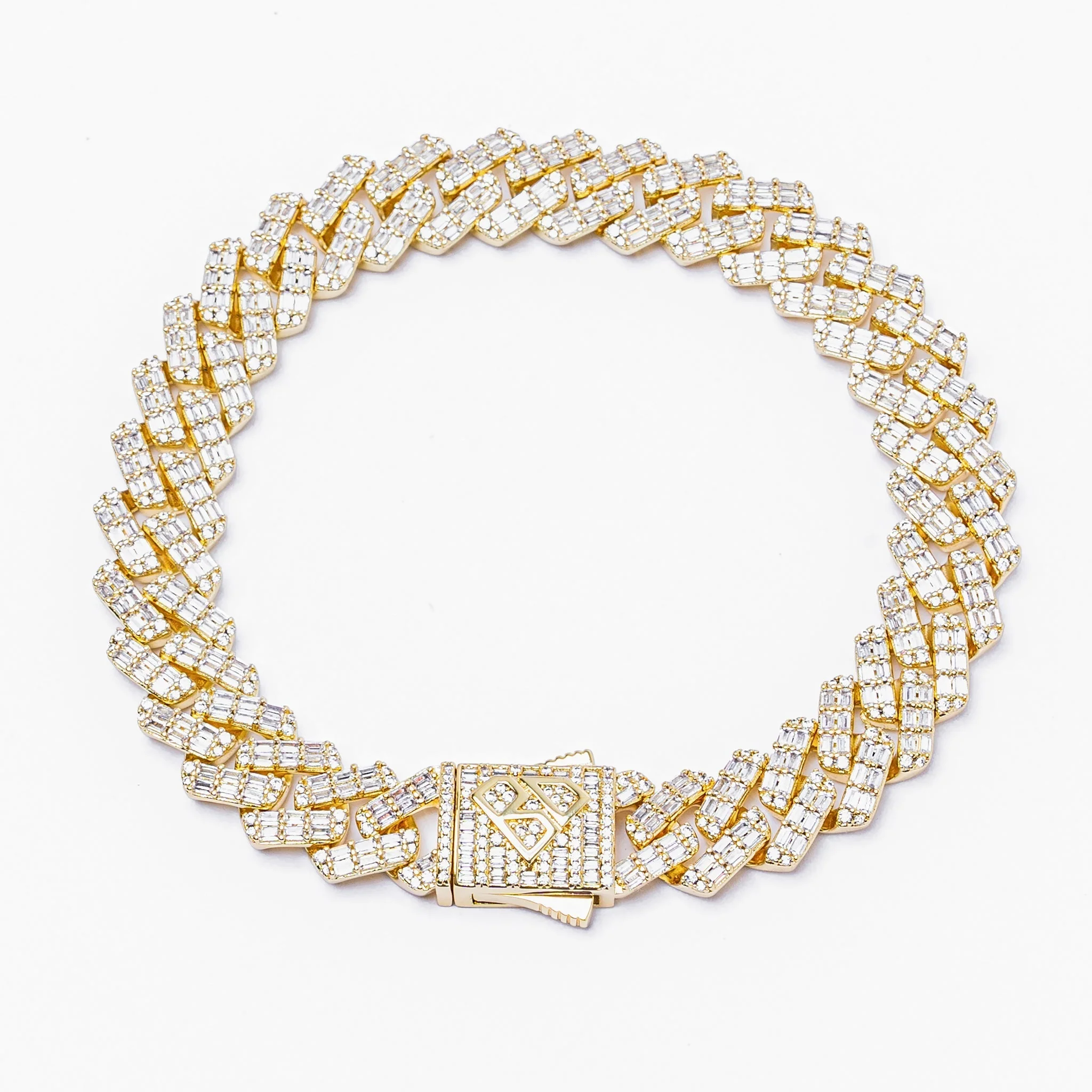 Big Daddy 12MM Gold Baguette Diamond Cuban Iced Out Bracelet