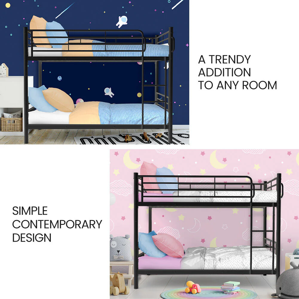 Kingston Slumber 2in1 King Single Metal Bunk Bed Frame, with Modular Design, Dark Matte Grey