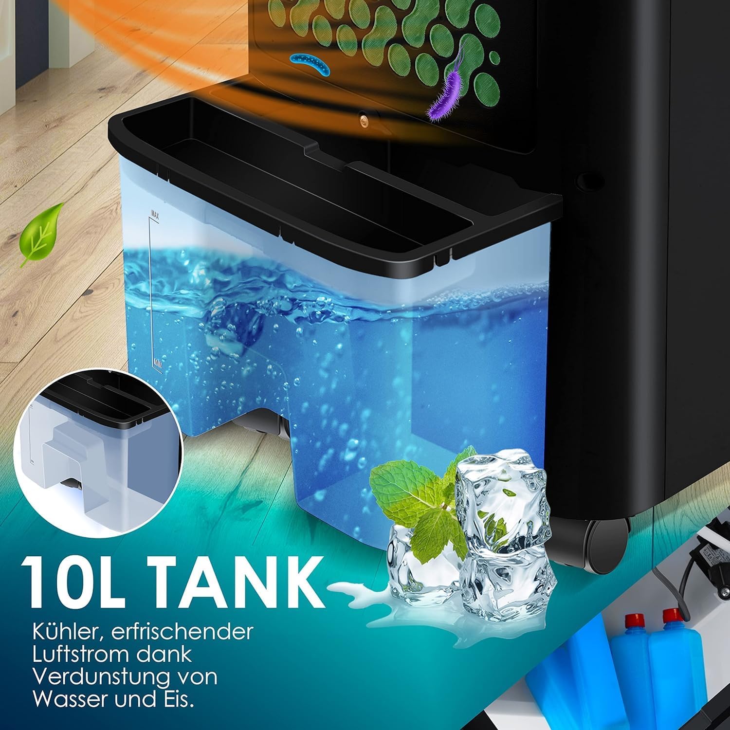 KESSER 4in1 Mobile Klimaanlage | Fernbedienung | Klimagert | Ventilator Klimaanlage | Timer | 3 Stufen | Ionisator Luftbefeuchter | Luftkühler |