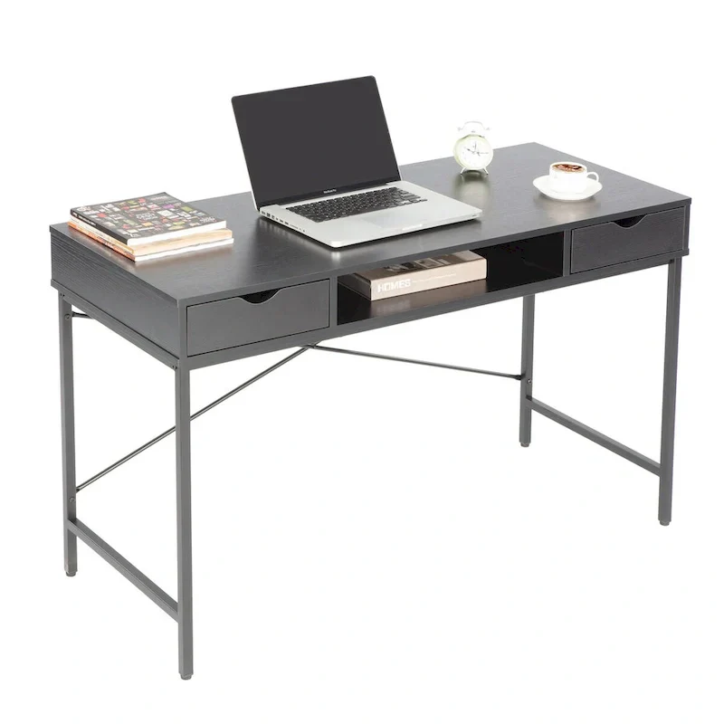 JJS 48" Contemporary Writing Desk with Drawers - Spacious Home Office Computer Workstation with Storage