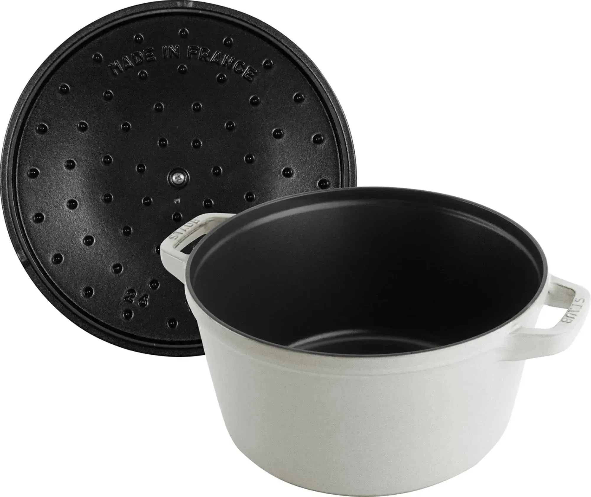 2025 Cocotte de 4 piezas, 24 cm, redonda, Trufa Blanca, apilable