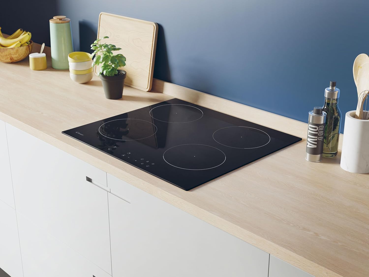 Candy Moderna CETPS64MCWIFITT Piano Cottura a Induzione, 4 Fuochi, Comandi Touch, Connesso, Vetroceramica, 59x52x6 cm, Nero
