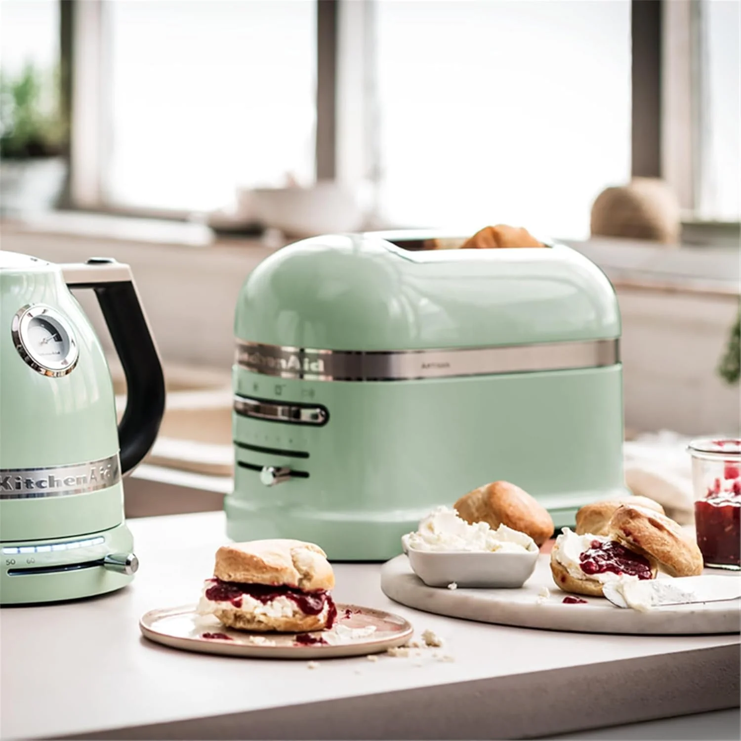 KitchenAid Toaster f��r 2 Scheiben mit Sandwich-Zange | Artisan | Retro Toast Machine | Verschiedene Funktionen und Br?unungsstufen | Gr��n