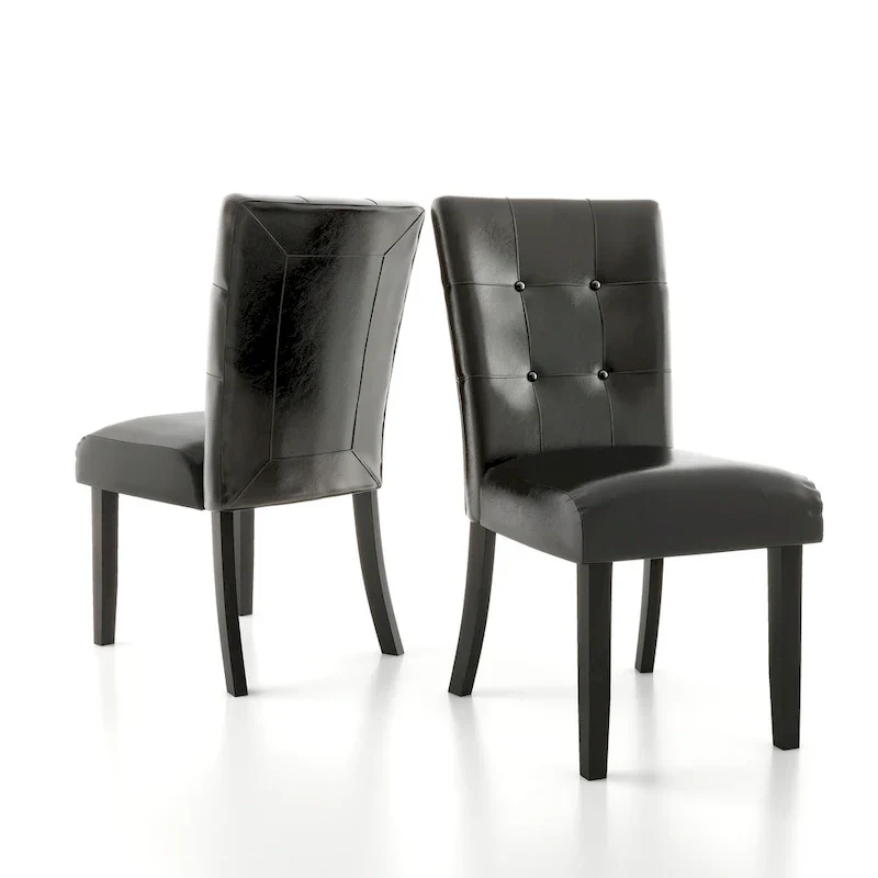 Lerc Modern Espresso Faux Leather Tufted Side Chairs by Furniture of America (Set of 2)