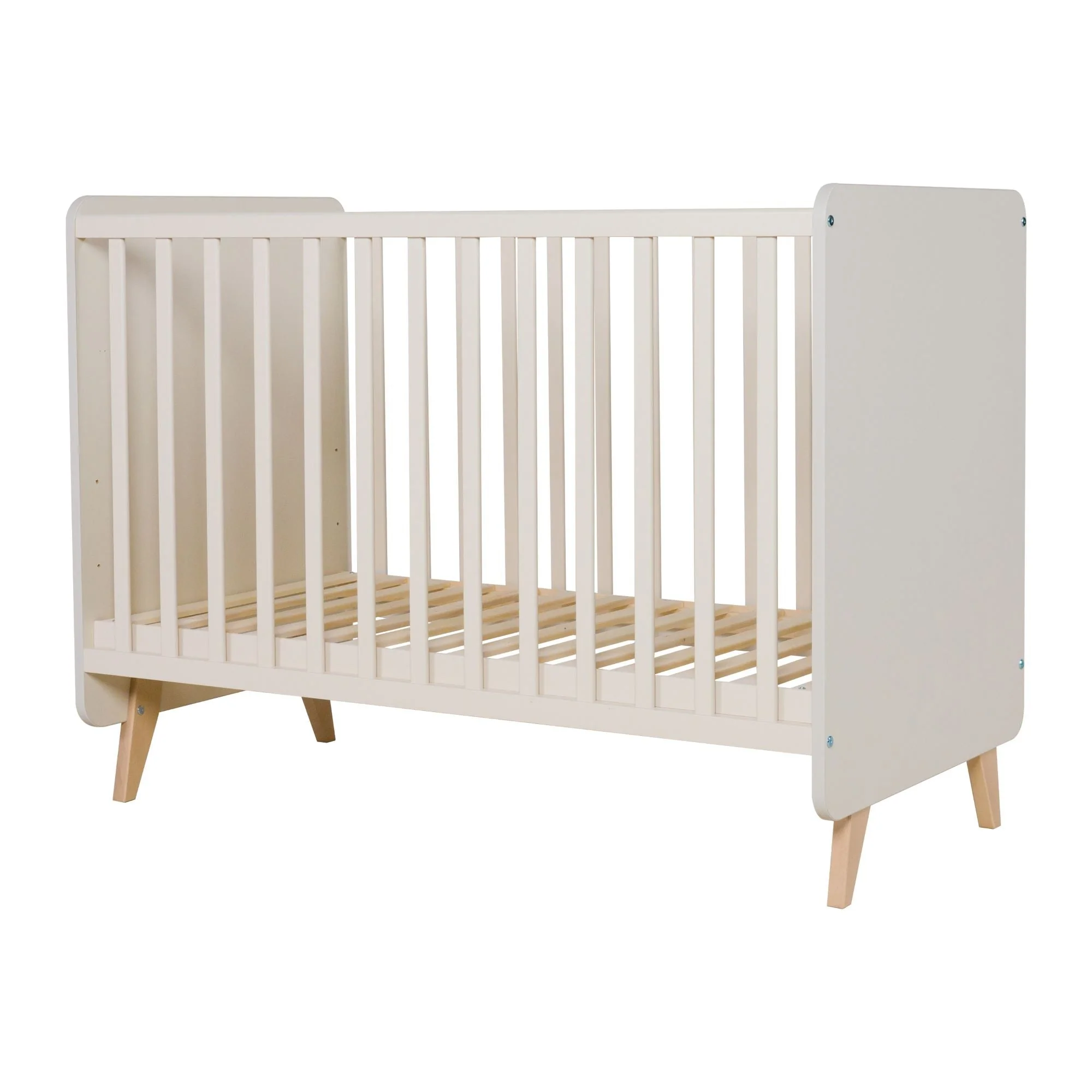 Lettino Neonato Vintage 120x60 cm con Piedi in Faggio e Rete Regolabile 3 Livelli