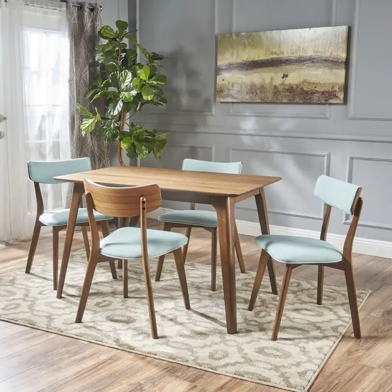 Megann Mid-Century 5-Piece Rectangular Wood Dining Set by Christopher Knight Home