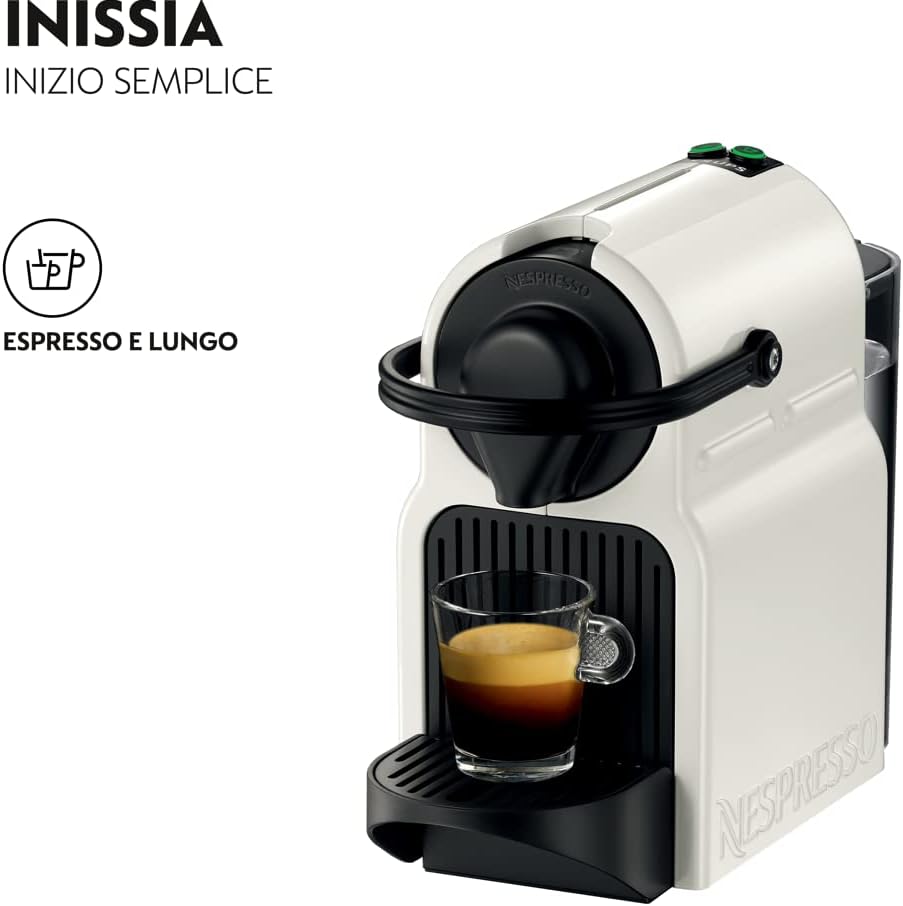 Nespresso Inissia XN1001, Macchina da caffè di Krups, Sistema Capsule Nespresso, Serbatoio acqua 0.7L, White