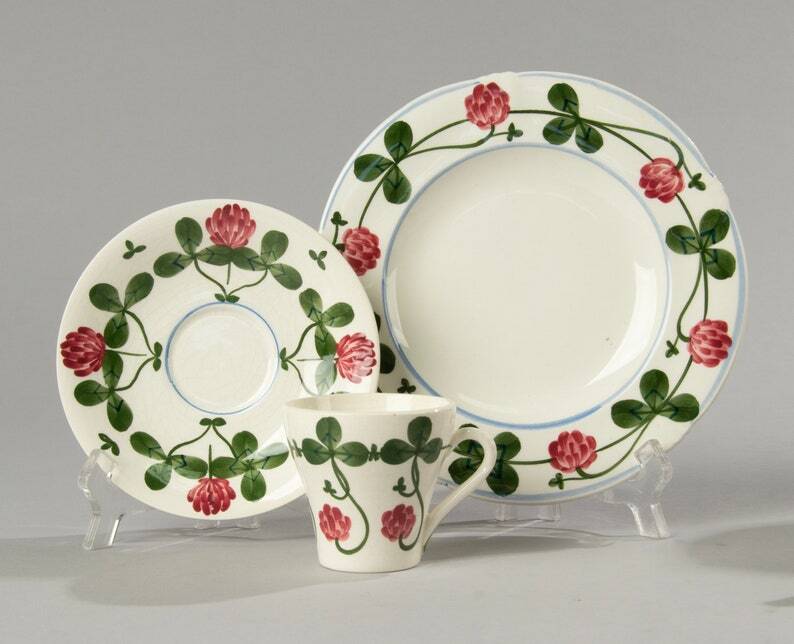 Royal Copenhagen Clover 13-Piece Hand-Painted Faience Coffee Set – Rare Collectible