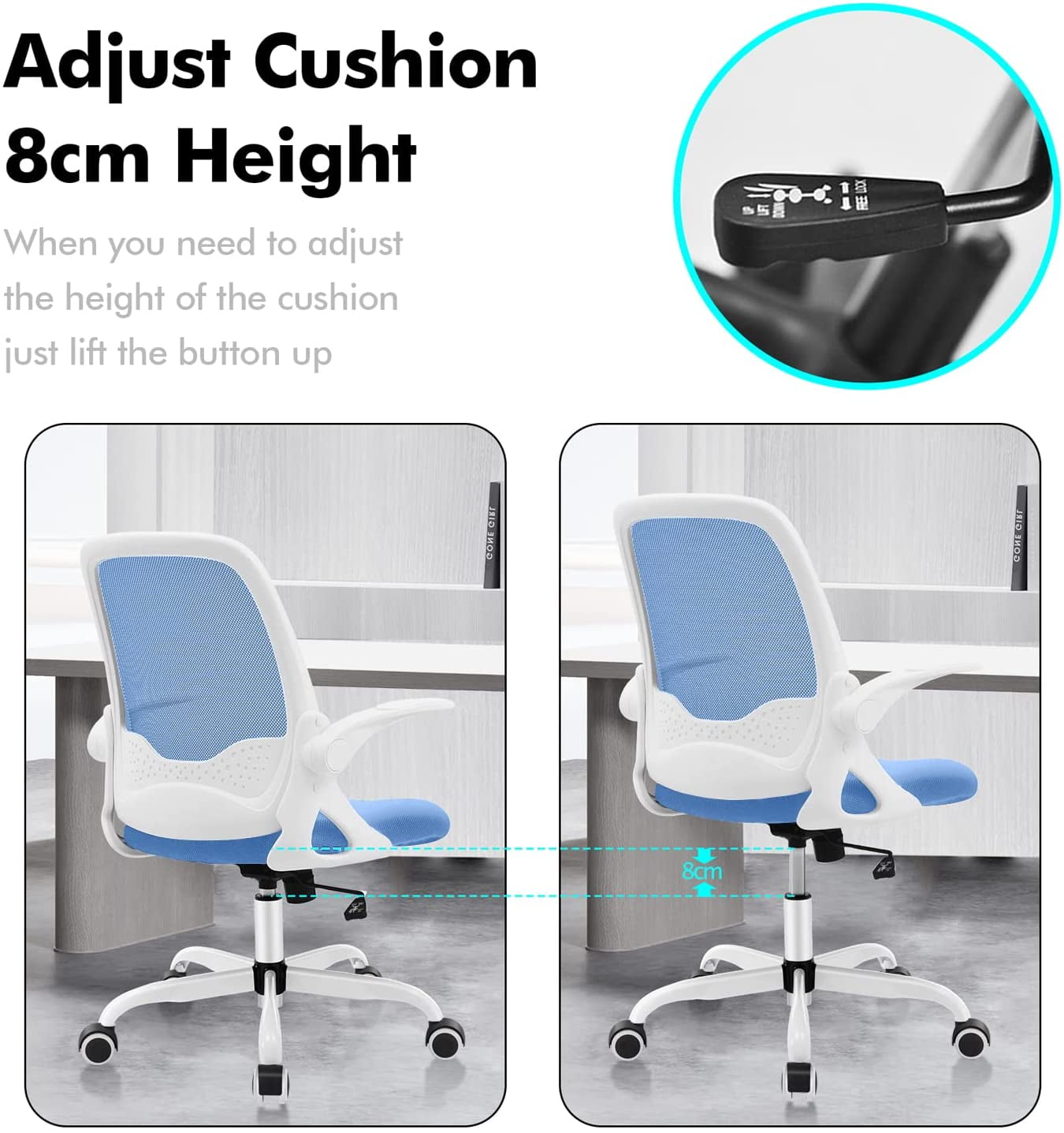 Coolhut Office Chair Ergonomic Home Desk Chair with Adjustable Armrests Mesh Computer Chair, Black