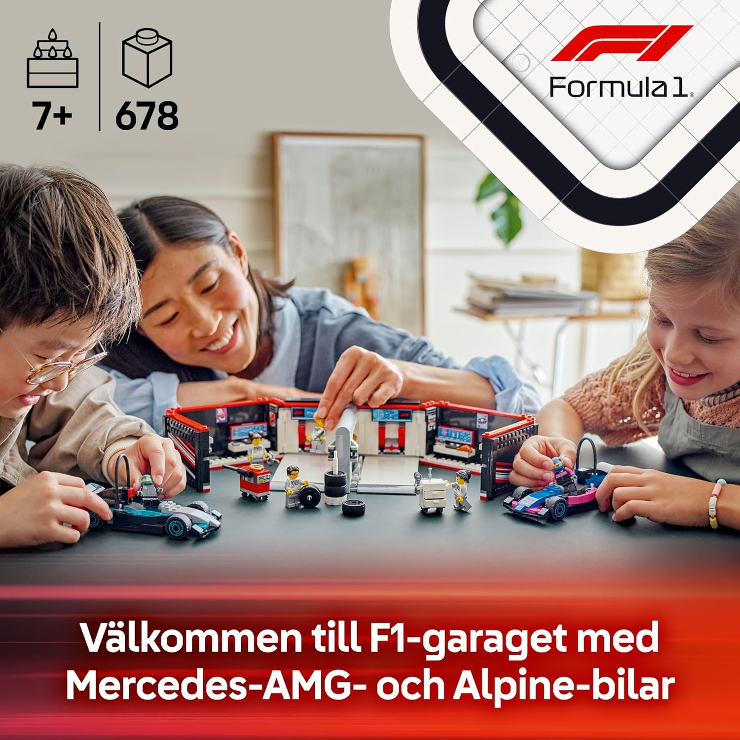 LEGO City F1 Garage & Mercedes-AMG & Alpine Racing Cars Lekset, Byggsats med 2 modellracerbilar, 6 minifigurer med 2 förare och 4 mekaniker, Rolig present till racingfans från 7 år, 6044