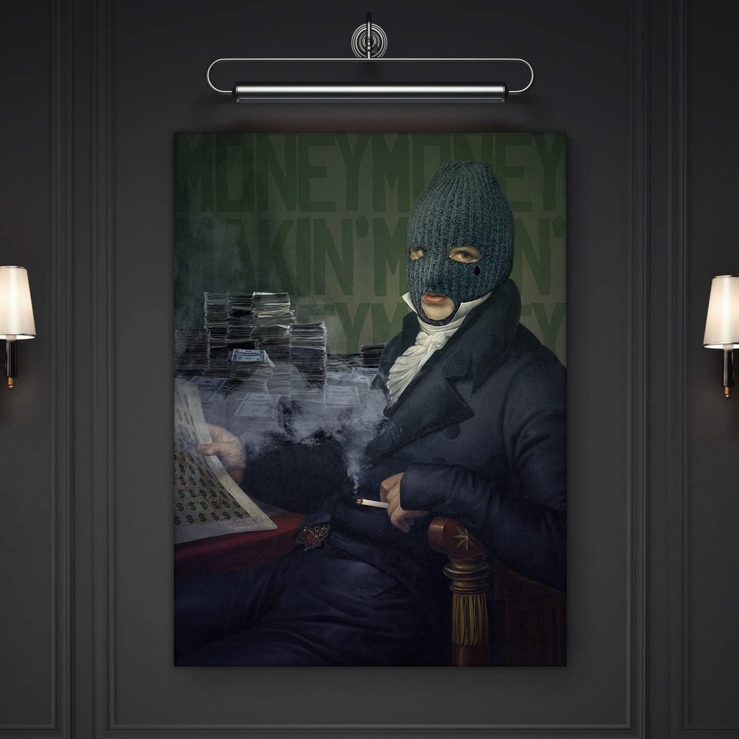 Fellipo Ricci Money Robber Fine Art Reproduction Art Canvas Print, Oil Painting Vintage Wall Art, Money Sign, Money Artwork Print (36" x 24" in)