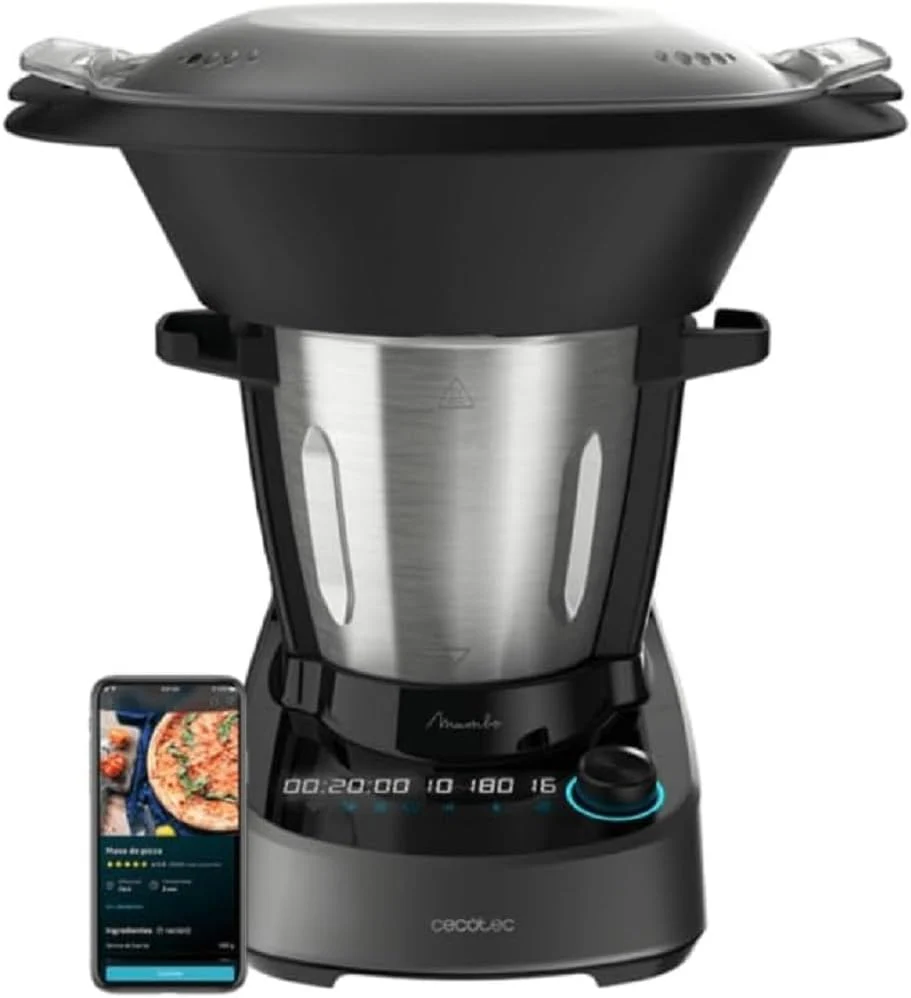 Cecotec Robot de Cocina Multifunción Mambo 11090, 1600 W, 37 Funciones, APP, Báscula y Jarra de 3,3 Litros de Acero inoxidable apta para Lavavajillas, Recetario y Accesorios