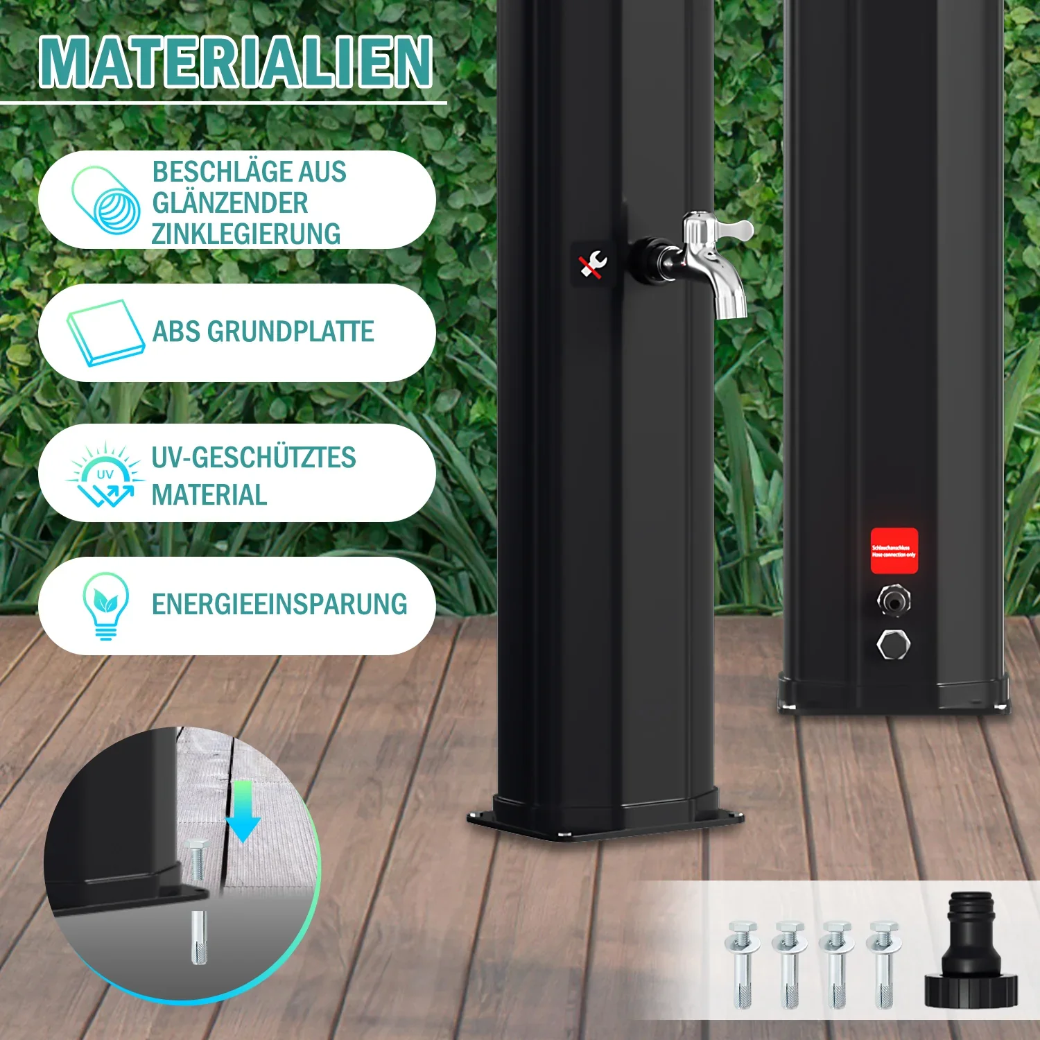 Sonnewelt 60L Solar Douche Tuintopdouche Incl. Beschermhoes en Handdouche