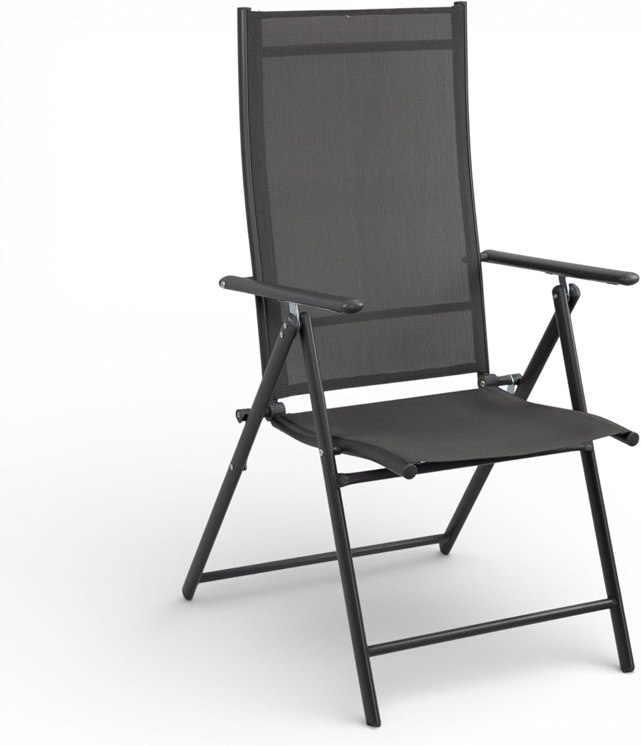 Outdoor Garden Table and Chairs Set, Folding Table 110 x 70 cm, 4 Folding Chairs 7 Positions Steel Anthracite Furniture Outdoor Garden Terrace Patio Balcony Table and Chairs Compact Outdoor Terrace