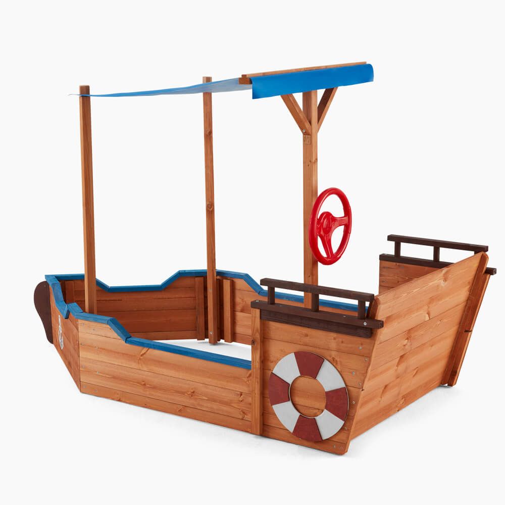 Arenero Infantil Barco Madera Home Deluxe Matschekiste 78  X 160  X 103 Cm - Natural / Azul