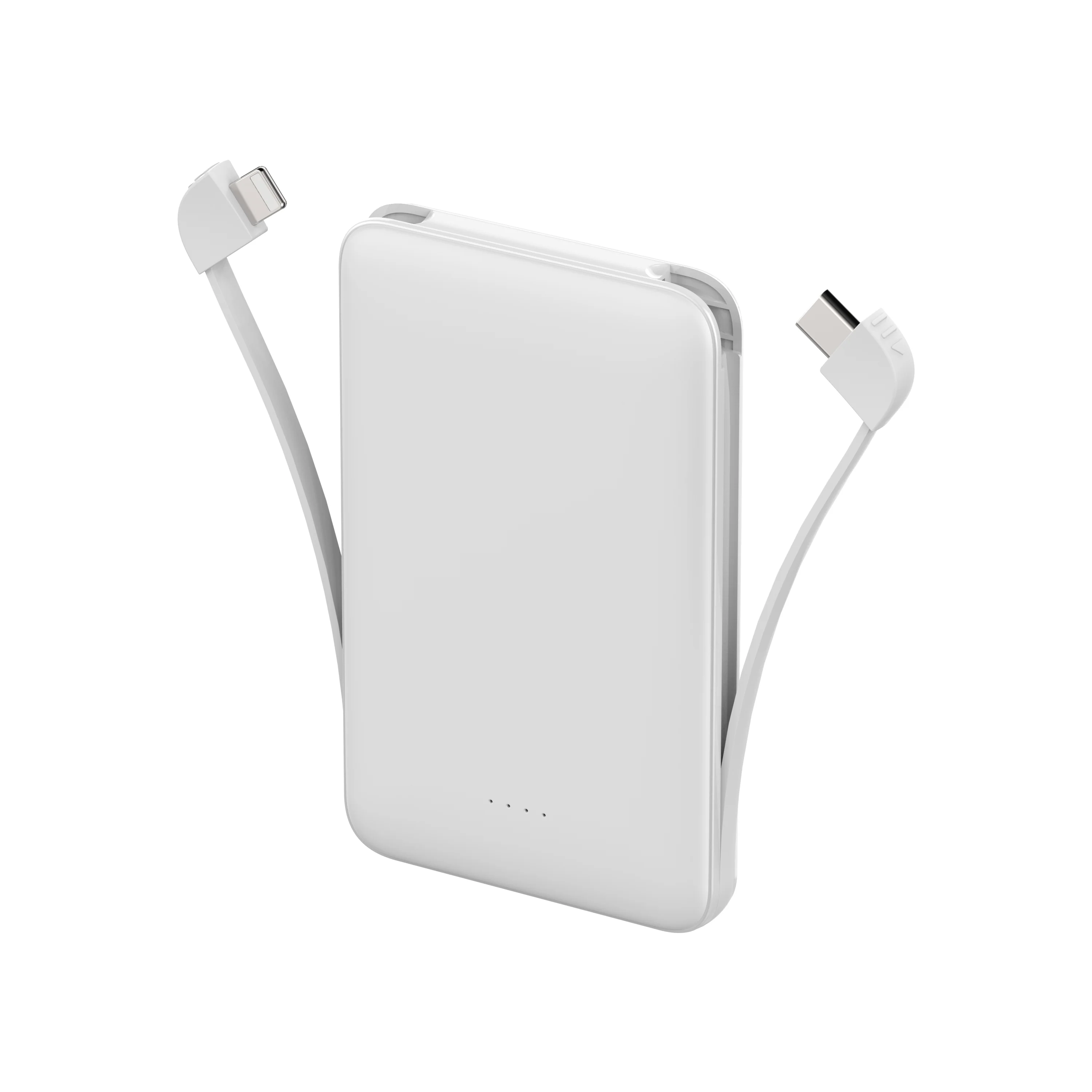 Powerbank mit integriertem USB-C & Lightning Kabel  5000 mAh �C Zusatzakku mit USB-A/USB-C Anschluss